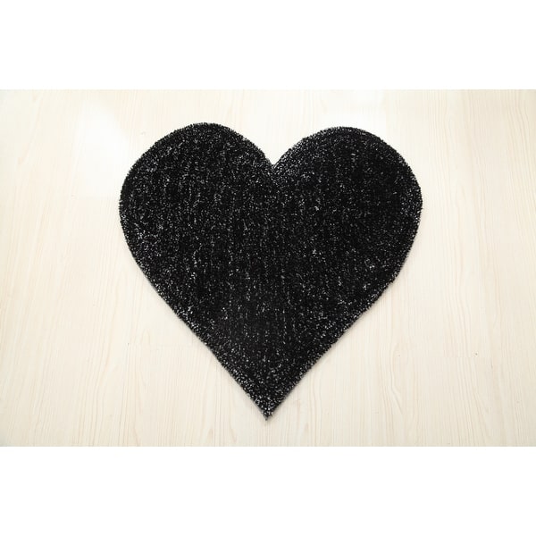 slide 1 of 61, Hearts Collection Hand Woven Shag Area Rug - 24" x 24" Black/White