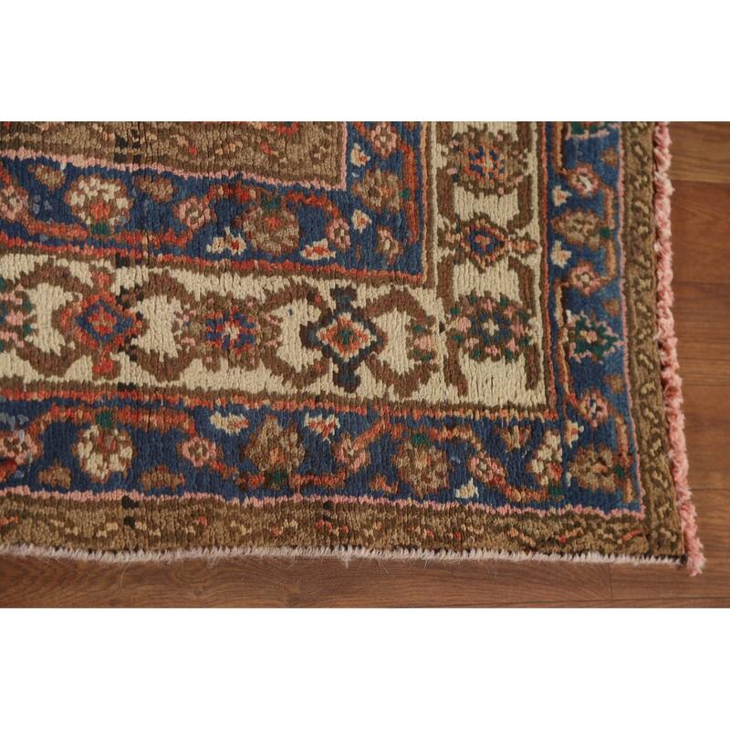 Geometric Hamedan Persian Vintage Area Rug Hand-Knotted Wool Carpet - 6'11"x 10'0"