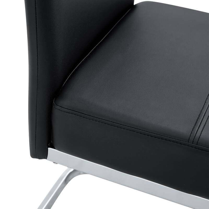 A set of 4 white PU material bow-shaped chairs - Adding fashion to minimalist and contemporary home styles