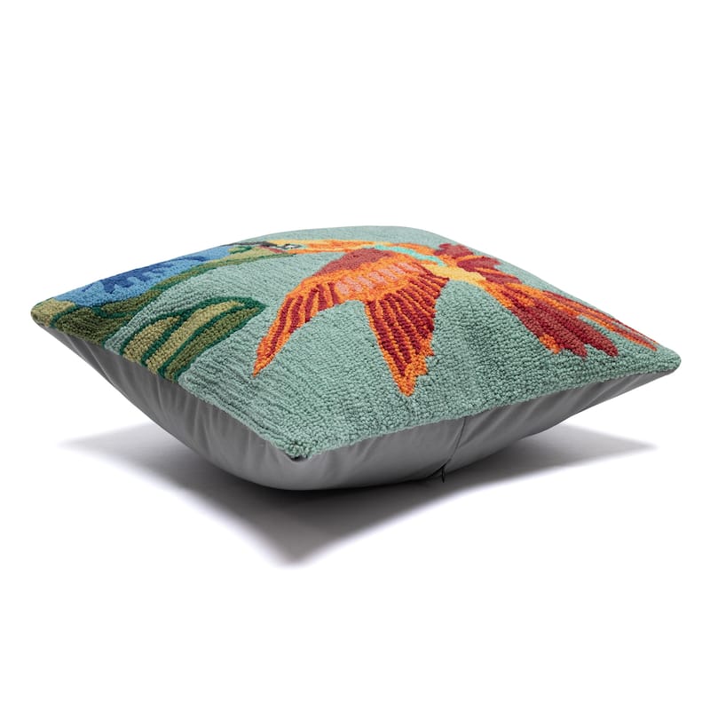 Liora Manne Frontporch Hummingbird Indoor/Outdoor Pillow Sky 18" Square