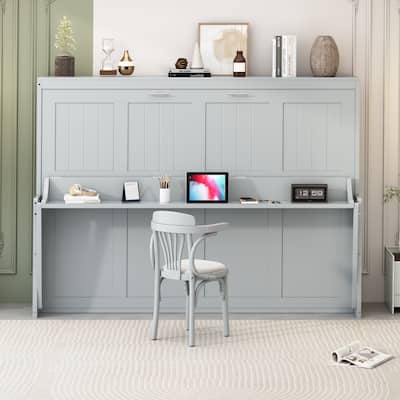 Murphy Bed with Hydraulic Lift & Desk Design
