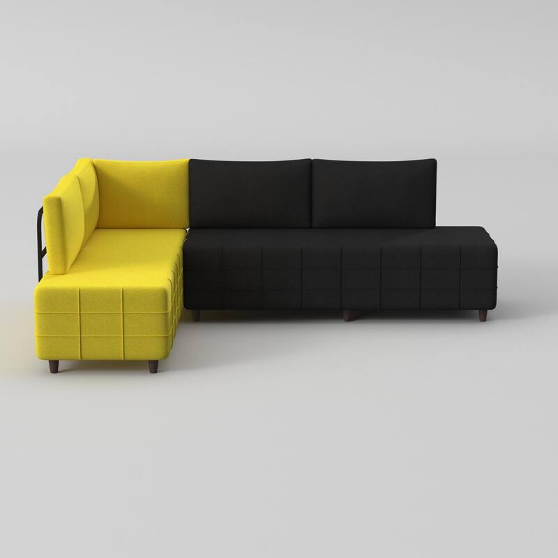 Modern Upholstered Sectional Sofa - Black-Yellow