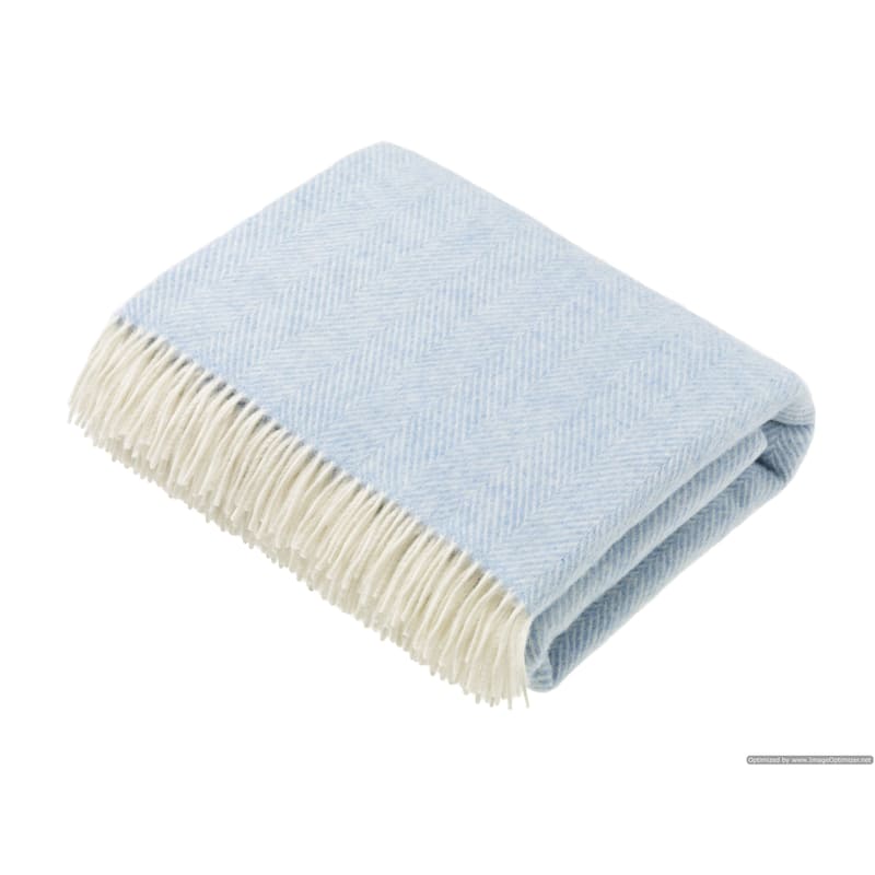 Merino Lambswool Throw Blanket - Herringbone Pattern, Made in England