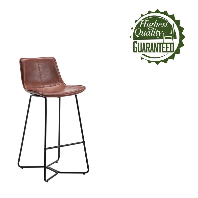 Porthos Home Avri Counter & Bar Stools Set of 2, PU Leather, Cross Sled Legs
