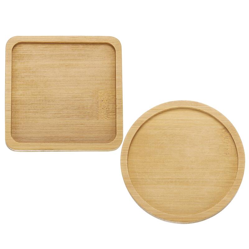 Bamboo Coaster Natural Wooden Drink Coasters Round And Square - Wood color