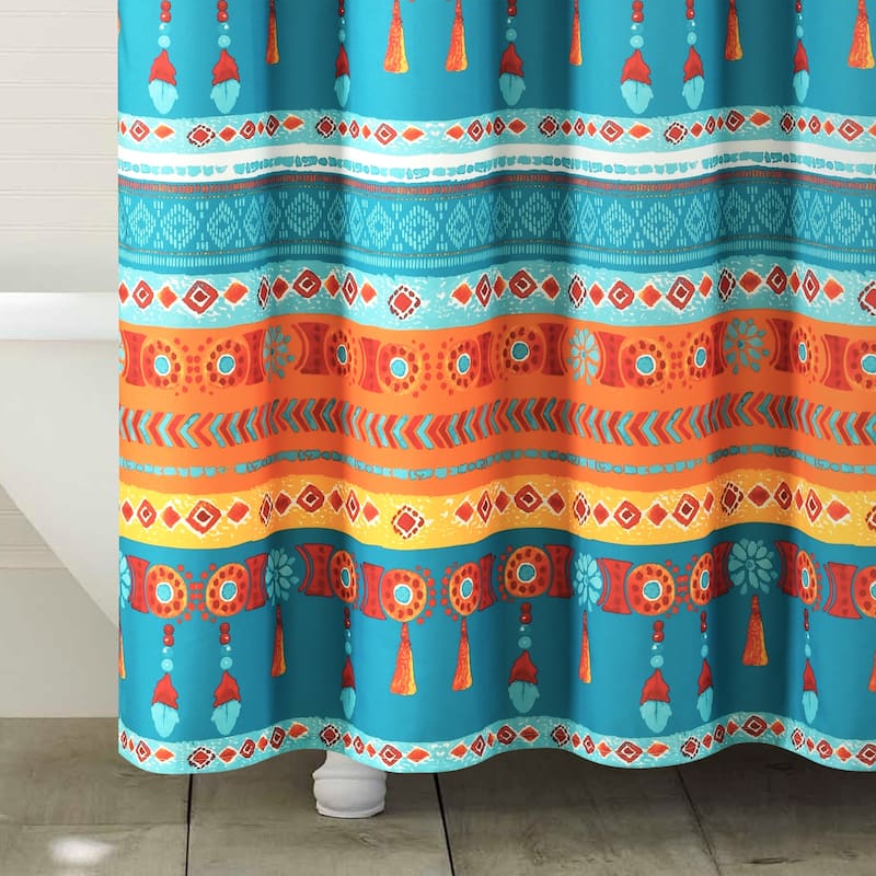 Lush Decor Boho Watercolor Border Shower Curtain
