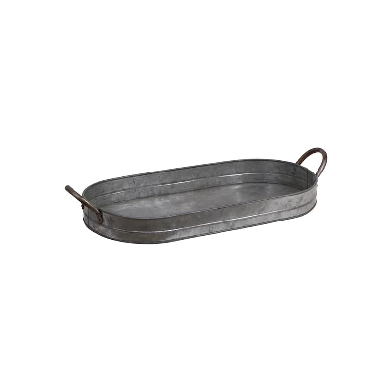 Galvanized Metal Tray with Handles
