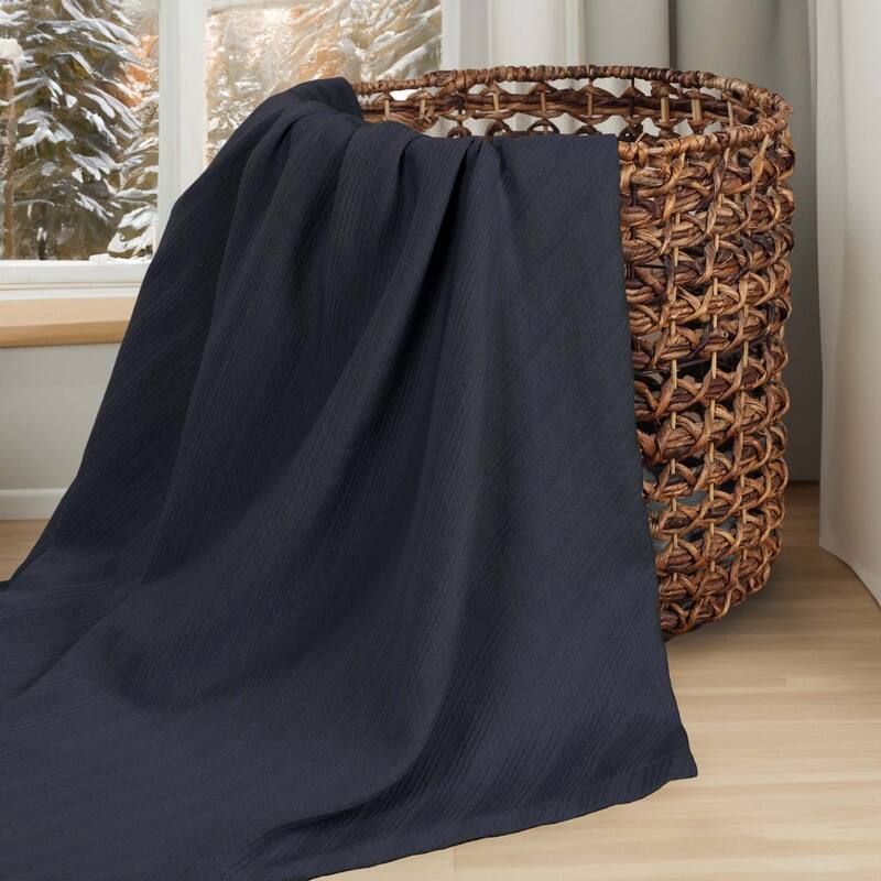 Blue Nile Mills Striped Jacquard Dobby Weave Cotton Throw Blanket