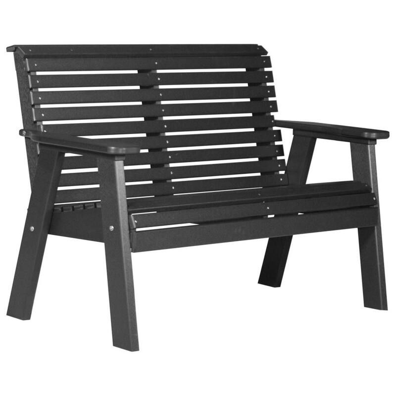Poly Lumber Plain Rollback Bench - 4' - Black