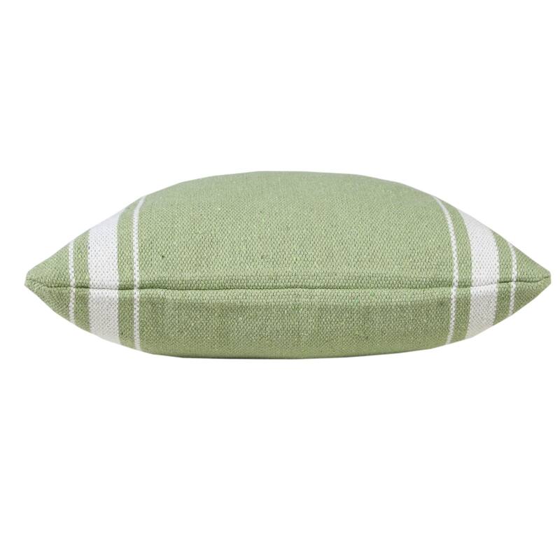 Handwoven Geometric Striped Cotton Throw Pillow Cover - 20" - Green and White