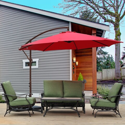Aoodor Patio Off-set Hanging Umbrella 10FT Aluminum Cantilever Umbrell