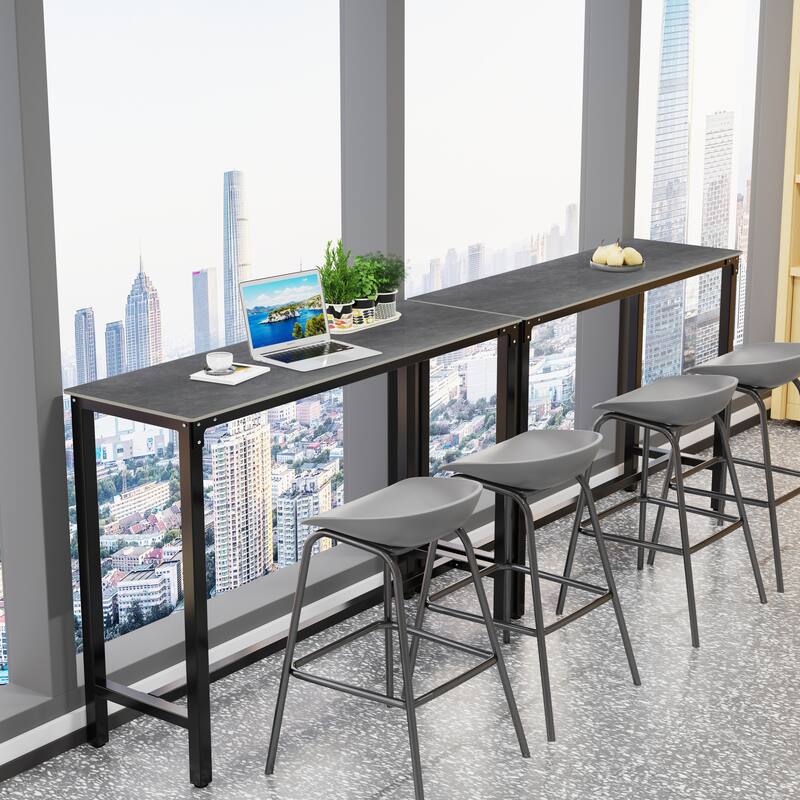41" Height Real Marble Top Counter Height Console Bar Table - 47.2x15.75x41.4 inch