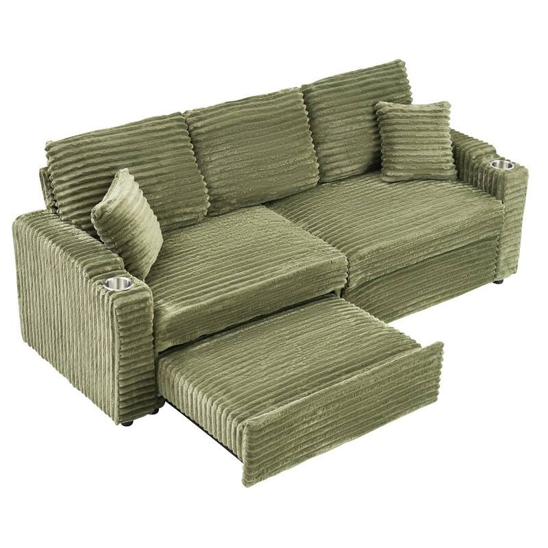 80" Cordylona Sofa, Cup Holder, Ottoman Storage