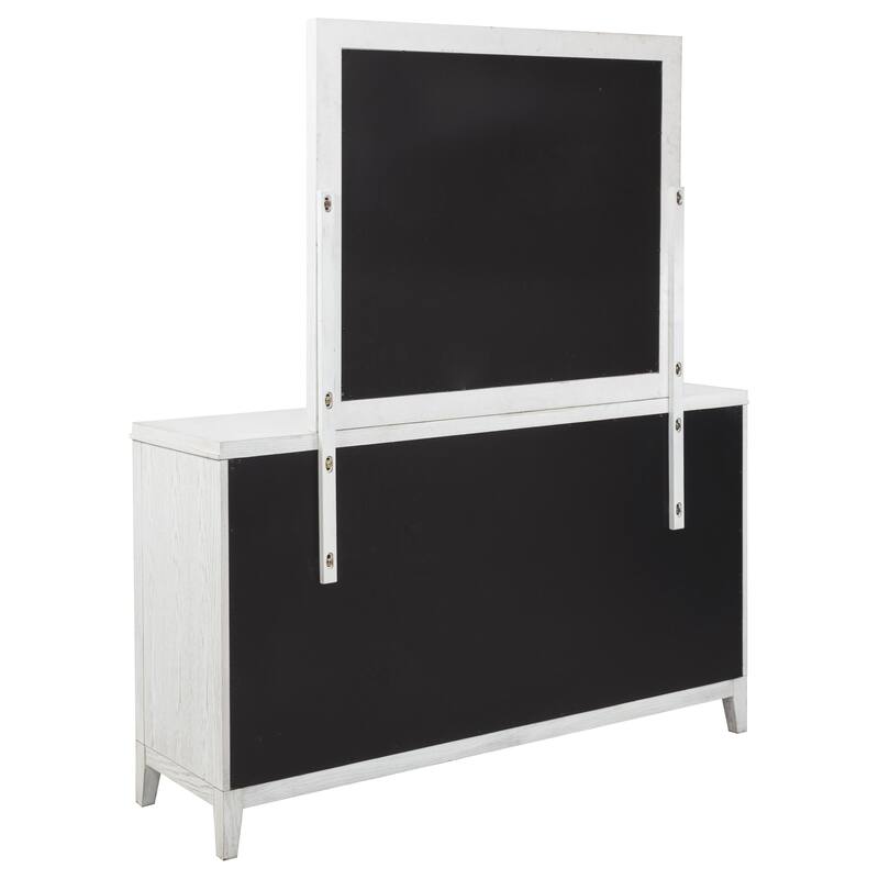 Marielle 6-drawer Dresser with Mirror Distressed White