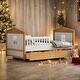 preview thumbnail 1 of 9, Twin Size House Bed with 2 Storage Drawers, Wooden Bed for Girls Boys Teens, No Box Spring Needed, Walnut & White Finish White+Walnut