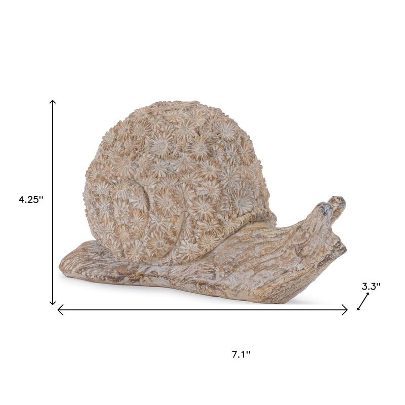 HomeRoots Set of Two Brown Polyresin Snail And Turtle Tabletop Sculptures - 7.10 in. x 4.25 in. x 3.30 in.