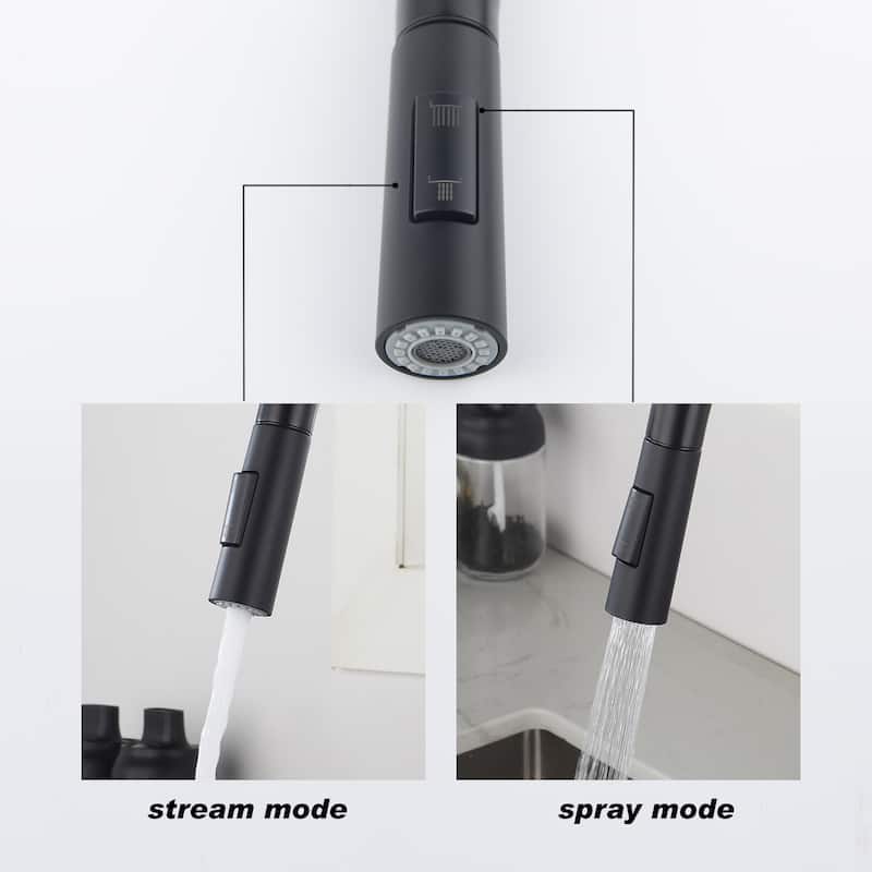 Matte Black Touch Kitchen Faucet with Pull Down Sprayer - spout Height:16.49 inches
