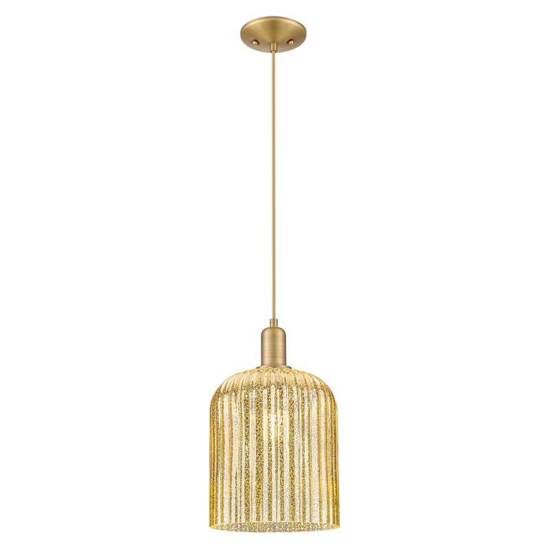 Innovations Lighting Endless Possibilities Arcadia - Bridal Veil - 1 Light 8" Cord Hung Mini Pendant - Brushed Brass/Mercury Shade