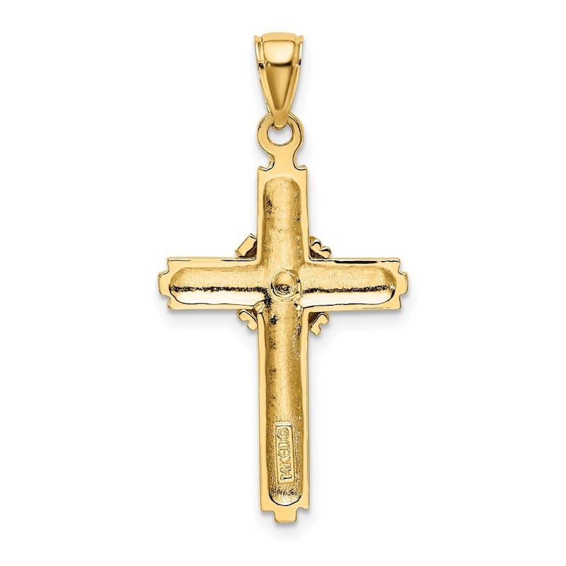 Curata 14k Yellow Gold Beaded X Cross Pendant Necklace 18mm x 33mm