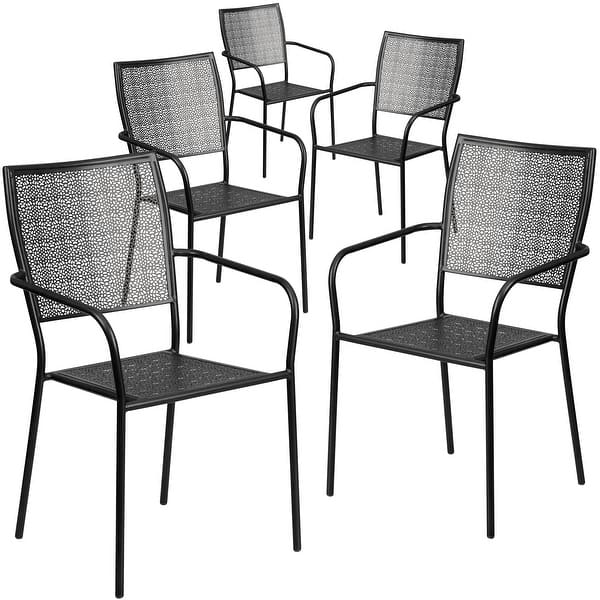 Shop Black Friday Deals On Square Back Steel Indoor Outdoor Patio Bistro Chairs Set Of 5 Overstock 27389654