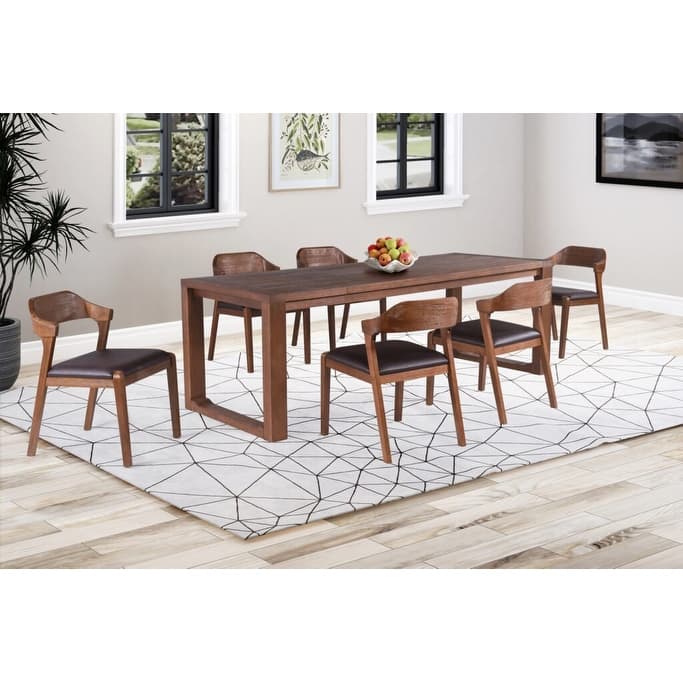 Rasmus Mid Century Wood 7 Piece Dining Set - Chestnut