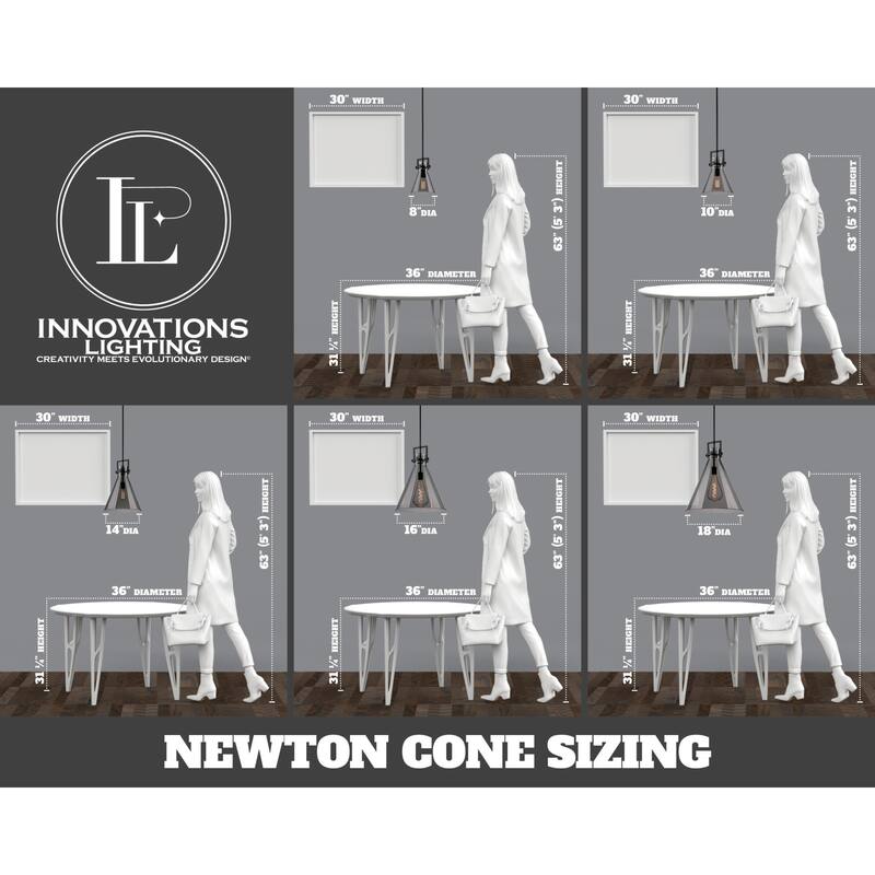 Innovations Lighting 411-1SL-23-18 Newton Cone Pendant Newton Cone 18"