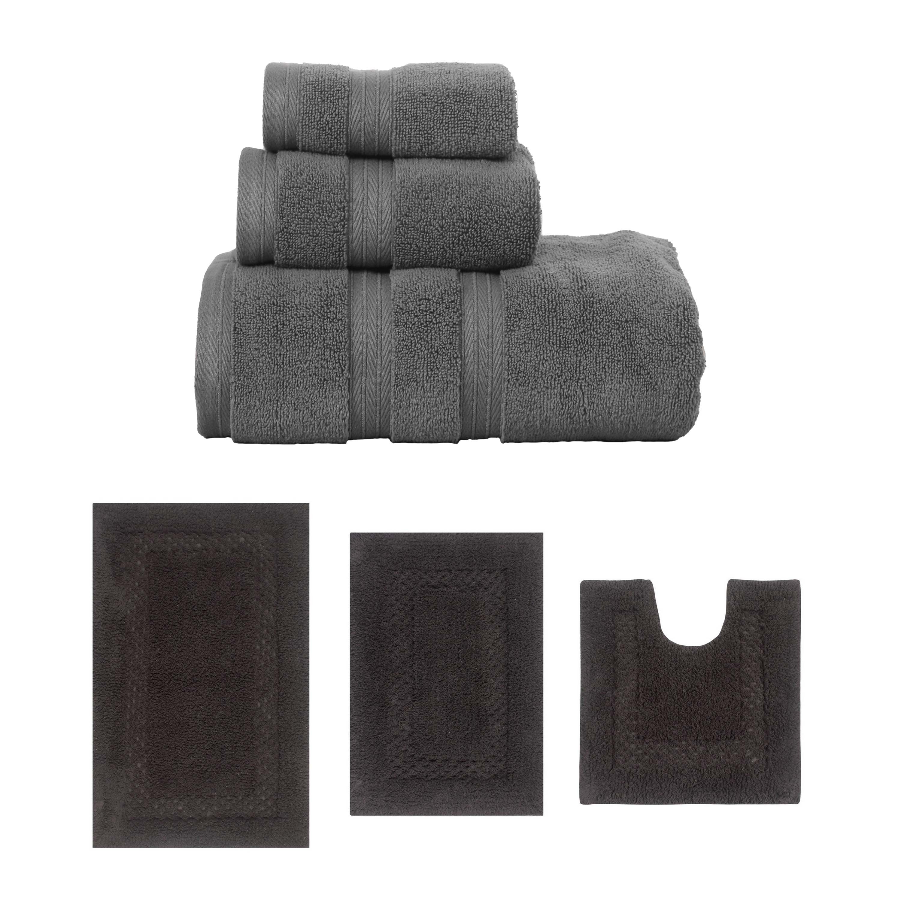 Home Weavers Classy Bath Mat 100% Soft Cotton Super Absorbent 3 Pcs Towel Set & 3 Pc Bath Rug Set, Machine Wash (Set of 6)