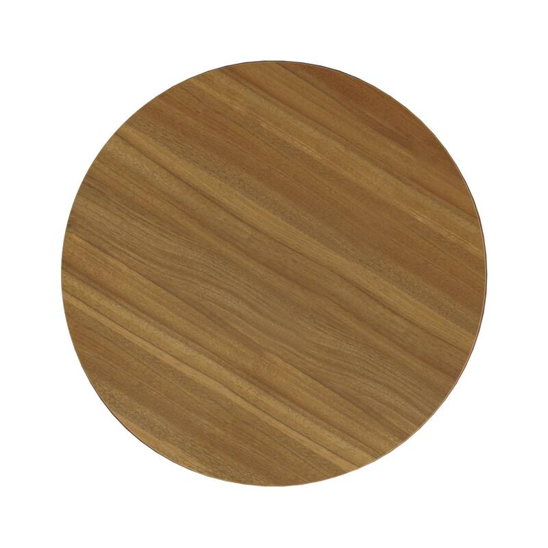HomePop Round Storage Ottoman table with Wood Top