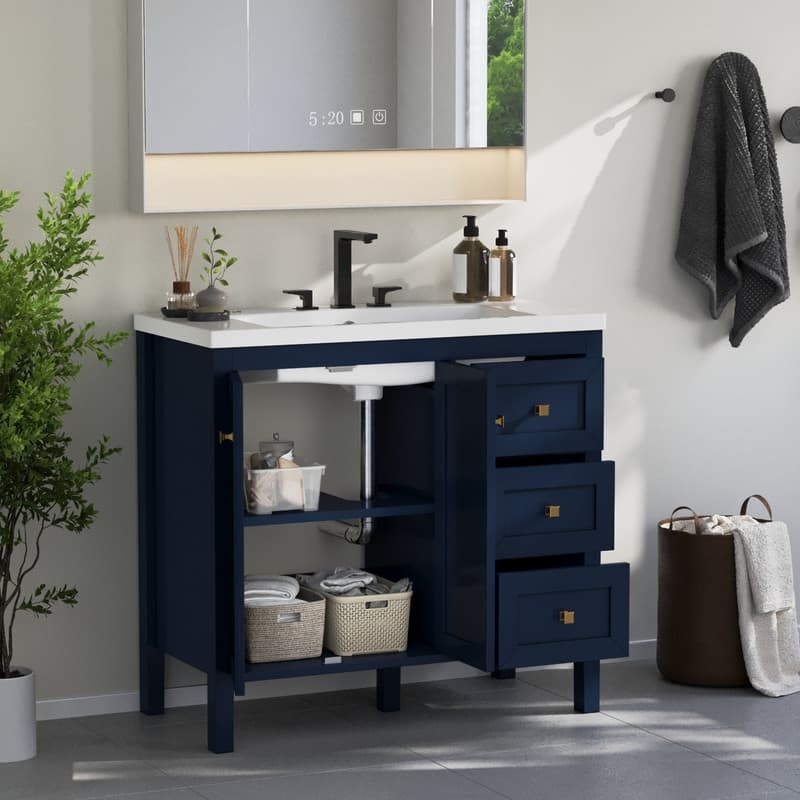 Moasis 36"/42" Bathroom Vanity with Sink Set and 2 Soft-Closing Doors & 3 Drawers