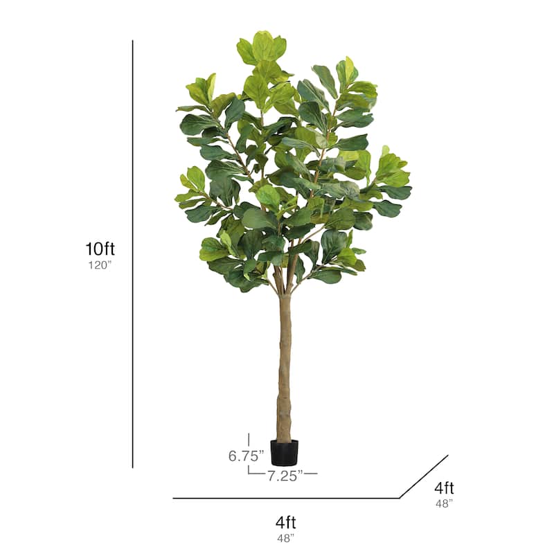 10ft Deluxe Artificial Fiddle Leaf Fig Tree in Black Pot - 120" H x 48" W x 48" DP