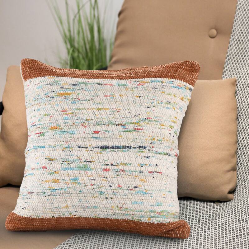 Sevita Handwoven Modern Abstract Cotton Throw Pillow, 20" x 20".