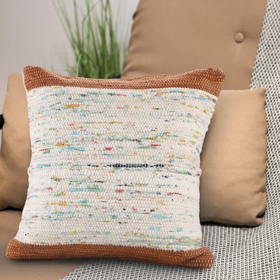 Sevita Handwoven Modern Abstract Cotton Throw Pillow, 20" x 20".