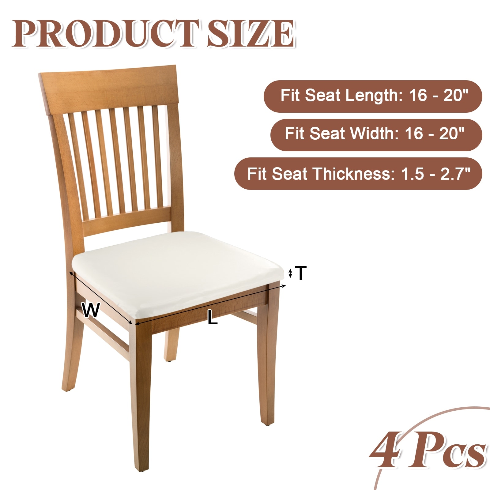 PU Dining Chair Seat Covers, Stretch Chair Cushion Slipcovers, Waterproof Seat Protector for Dining Room
