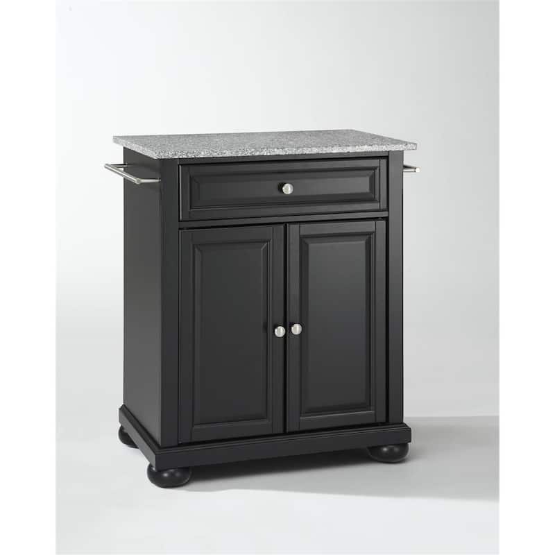 Kitchen Island Cart with Granite Top, Portable Kitchen Storage, Modern Kitchen Furniture, White/Gray