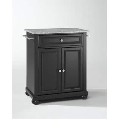 Kitchen Island Cart with Granite Top, Portable Kitchen Storage, Modern Kitchen Furniture, White/Gray