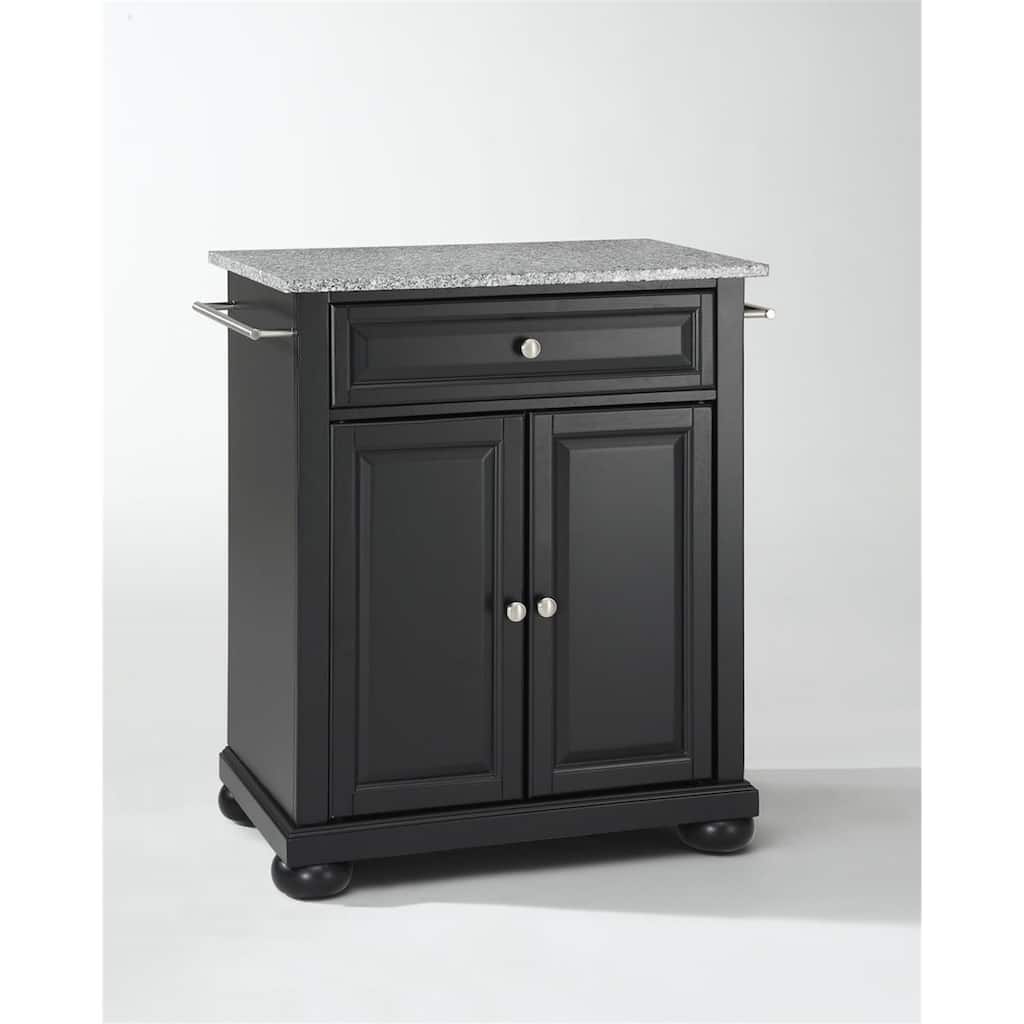 Kitchen Island Cart with Granite Top, Portable Kitchen Storage, Modern Kitchen Furniture, White/Gray