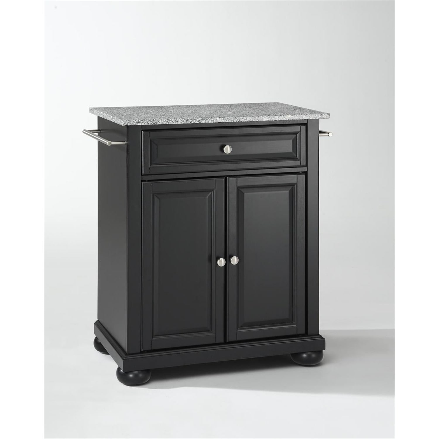 Kitchen Island Cart with Granite Top, Portable Kitchen Storage, Modern Kitchen Furniture, White/Gray - Black