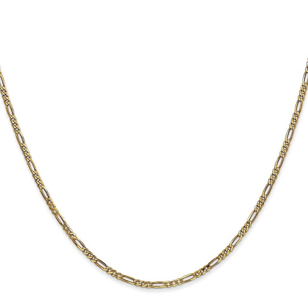 Curata 14k Yellow Gold Solid 1.8mm Flat Figaro Chain Necklace (Lobster) Options: 16 18 20 24