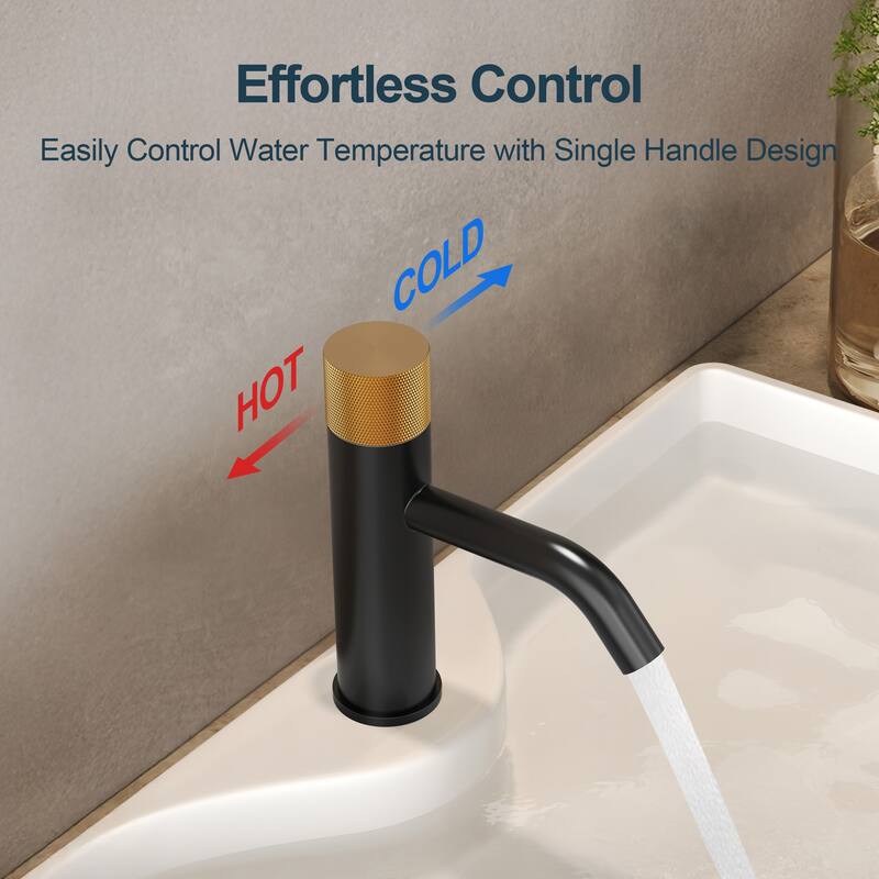 GRANDJOY Low-Arc Single Handle Vessel Sink Faucet with Pop-Up Drain, Compact Bathroom Design
