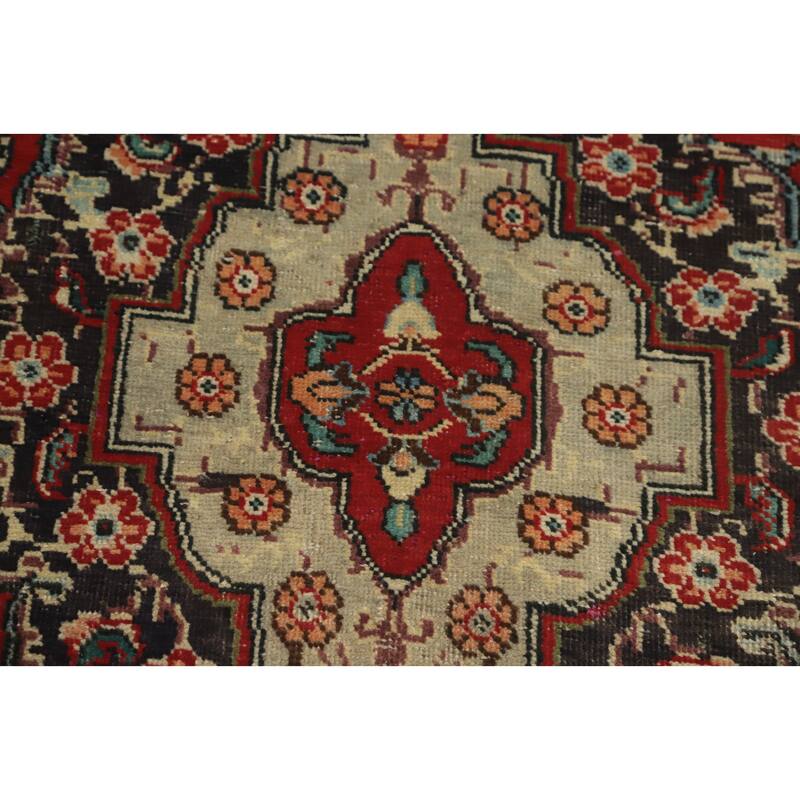 Hand Knotted Oriental 100% Wool Carpet Traditional Medallion Red Tabriz Area Rug - 8' 9'' X 6' 2''