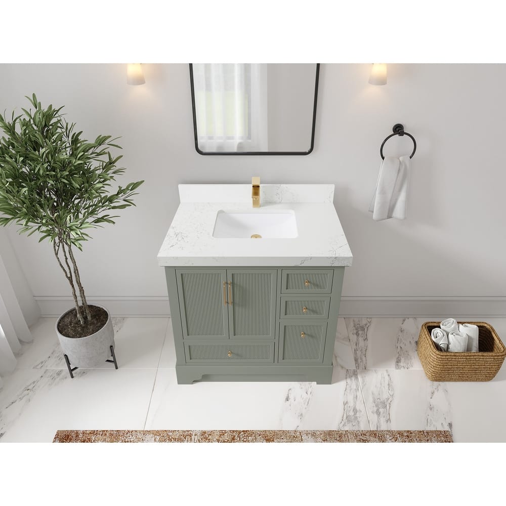 Willow Collections 36 in. W x 22 in. D Alys Center Sink Left Bathroom Vanity with Countertop