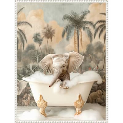 Elephant Bubble Delight by Niky Rahner Framed Canvas Wall Art