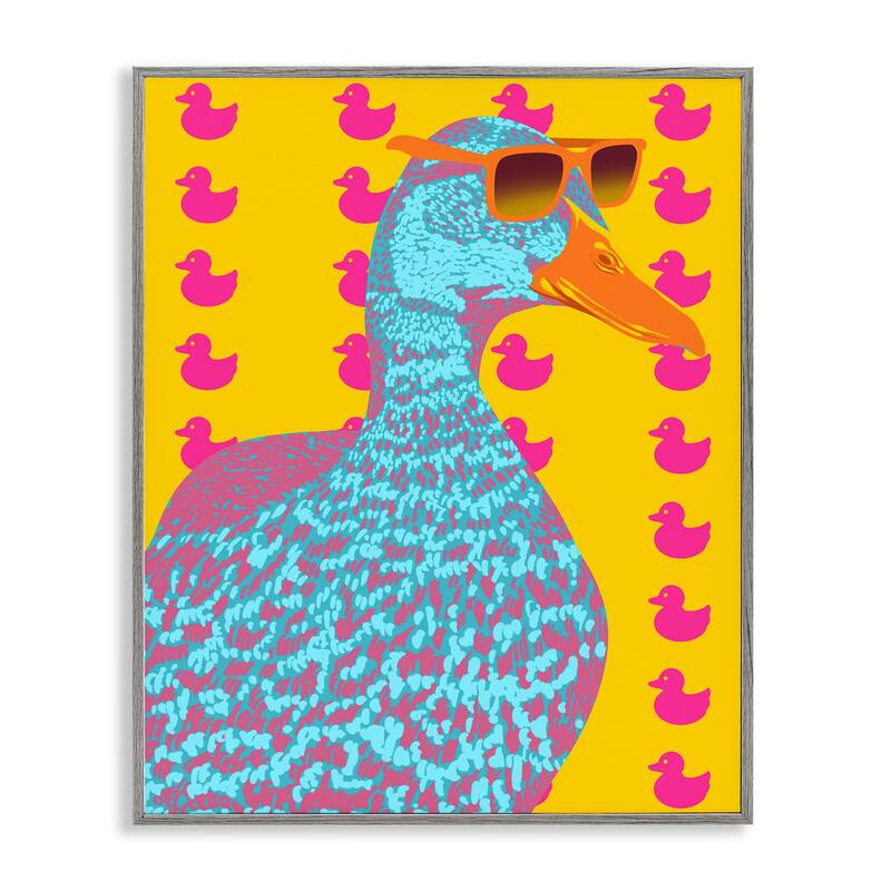 Stupell Quirky Vibrant Goose Framed Giclee Art Design By Marcus Prime - 16 x 20 - Grey