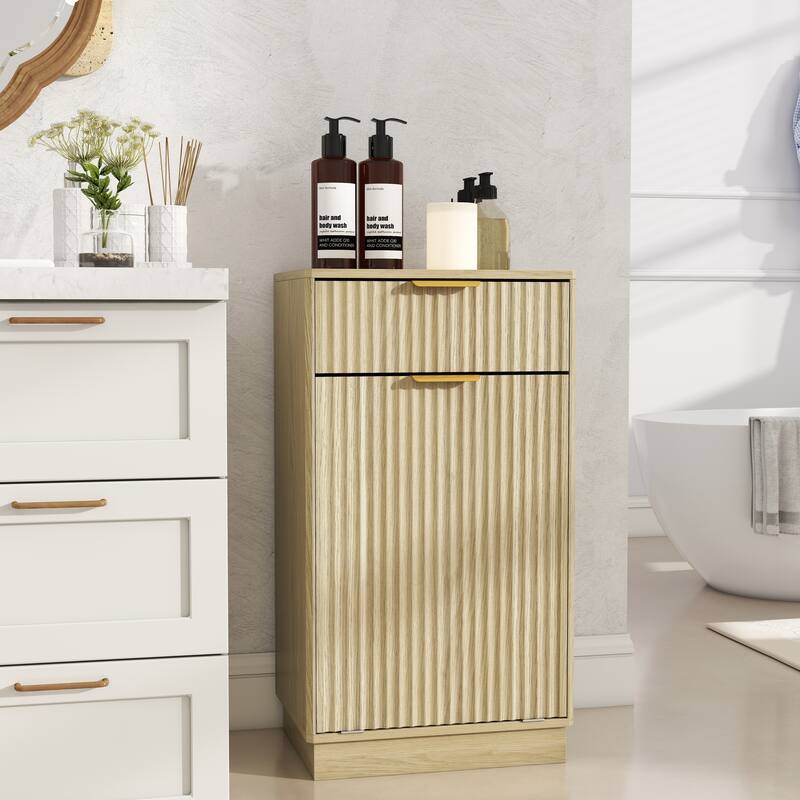 GDFStudio - Harper 13-Gallon Woodgrain Tilt-Out Cabinet with Textured Drawer & Hidden Waste Bin - 10-Gallon