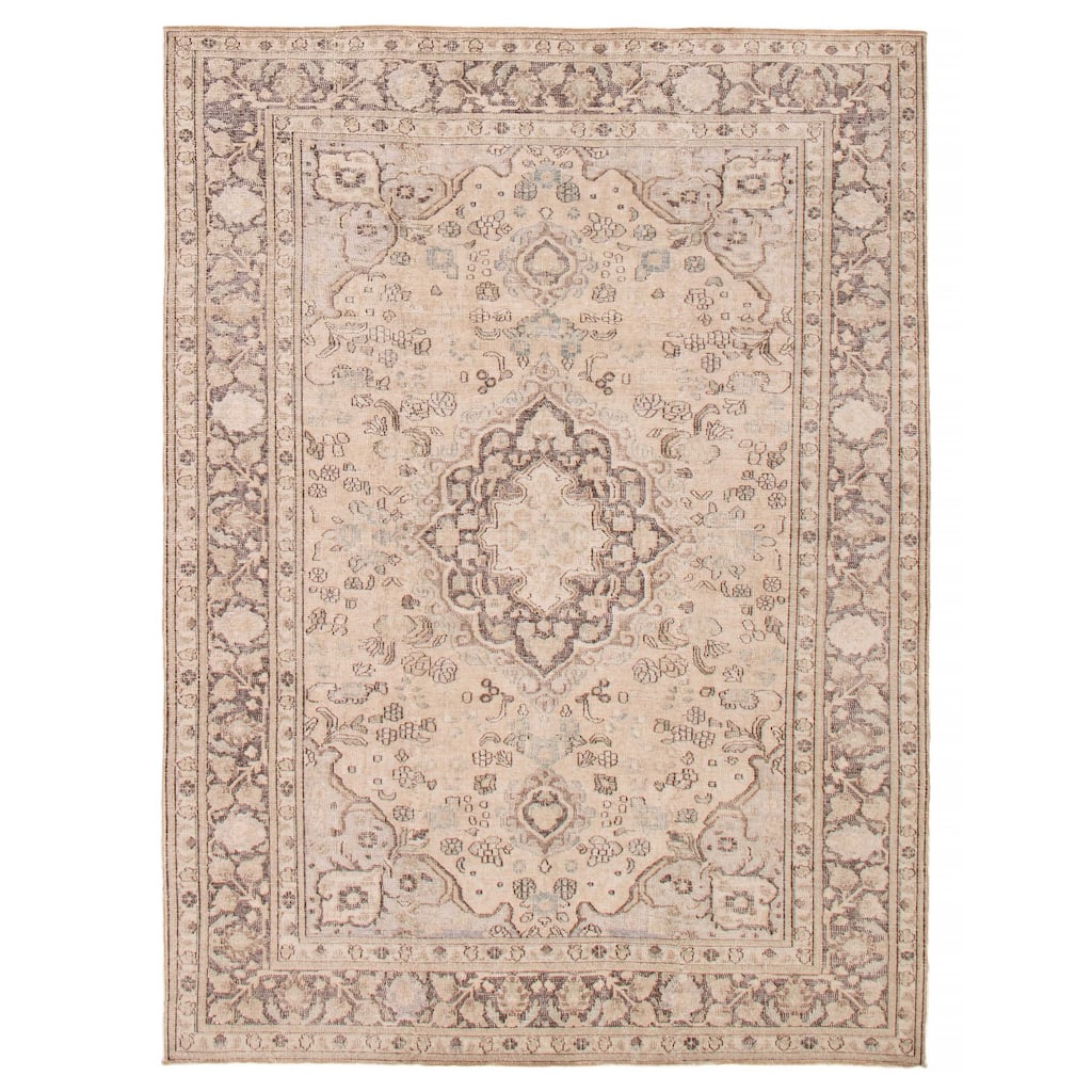 ECARPETGALLERY Hand-knotted Antalya Vintage Ivory Wool Rug - 6'10 x 9'3