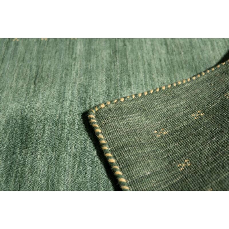 Green Hand Knotted Wool Modern Modern Loom Rug, 3' x 5', plush elegant area accent - L