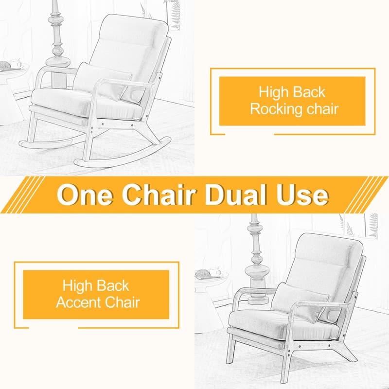 39.37'' W High-Back Dual-Use Upholstered Rocking Chair/Accent Chair