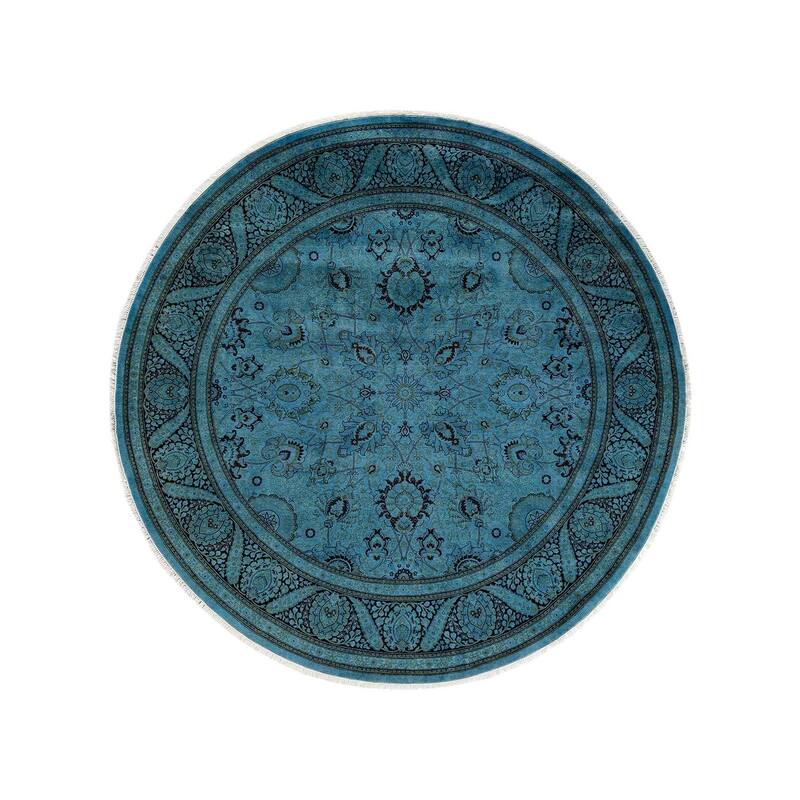 Fine Vibrance, One-of-a-Kind Hand-Knotted Area Rug - Blue, 7' 1" x 7' 1" - 7' 1" x 7' 1"