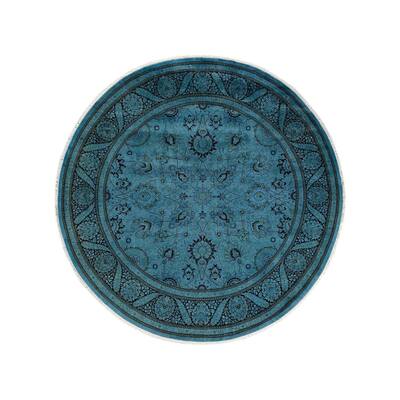 Fine Vibrance, One-of-a-Kind Hand-Knotted Area Rug - Blue, 7' 1" x 7' 1" - 7' 1" x 7' 1"