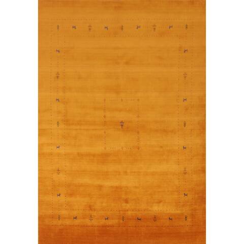 Yellow Gabbeh Indian Area Rug Handmade Wool Carpet - 8'0" x 9'10"